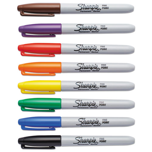 Image of Fine Tip Permanent Marker, Fine Bullet Tip, Assorted Colors, 8/Set