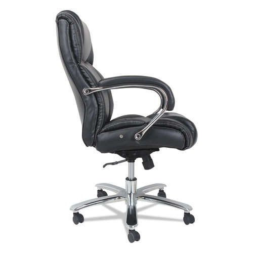 Alera Maxxis Series Big/Tall Bonded Leather Chair, Supports 450 lb, 21.26" to 25" Seat Height, Black Seat/Back, Chrome Base