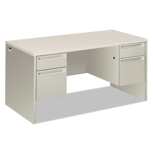 HON® 38000 Series Double Pedestal Desk, 60" x 30" x 29.5", Harvest/Putty