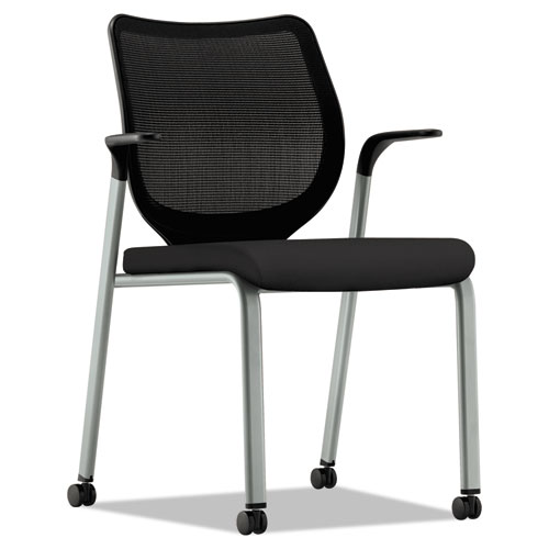 HON® Nucleus Series Multipurpose Stacking Chair with ilira-Stretch M4 Back, Supports Up to 300 lb, Black Seat/Back, Platinum Base