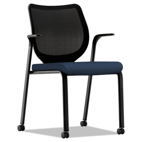 Nucleus Series Multipurpose Stacking Chair with ilira-Stretch M4 Back, Supports 300 lb, Navy Seat, Black Back, Black Base