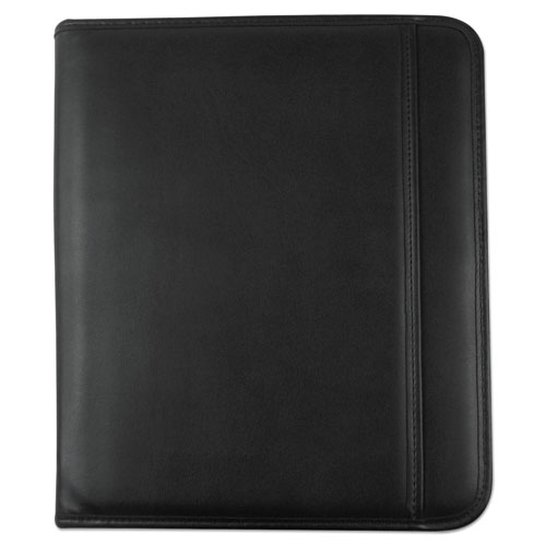 Image of Universal® Leather Textured Zippered Padfolio With Tablet Pocket, 10 3/4 X 13 1/8, Black