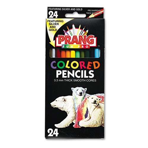 Colored Pencil Sets, 3.3 mm, 2B, Assorted Lead and Barrel Colors, 24/Pack