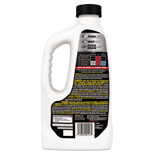 Liquid Drain Cleaner, 32oz Safety Cap Bottle, 12/Carton
