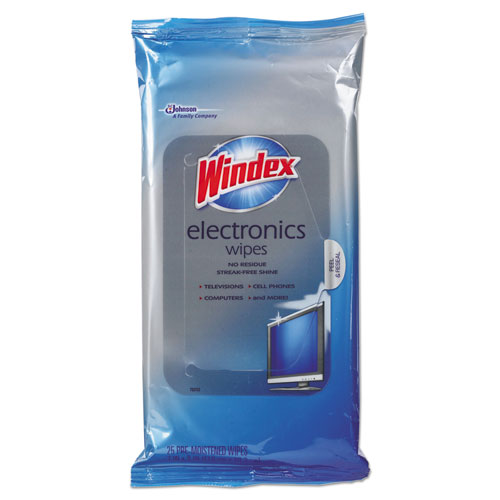 Windex® Electronics Cleaner, 25 Wipes, 12 Packs Per Carton