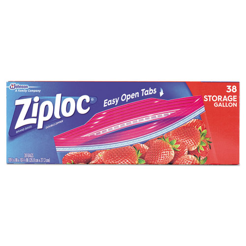 Ziploc® Double Zipper Storage Bags, 10-9/16 x 10-3/4, 1 Gal, Clear, 38/Box, 9 Boxes/CT