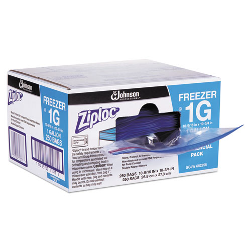 Ziploc® Double Zipper Freezer Bags, 1qt, 2.7mil, 7 x 7 3/4, Clear w/Label, 300/Carton