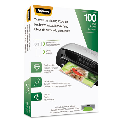Laminating Pouches, 5 mil, 9" x 11.5", Gloss Clear, 100/Pack