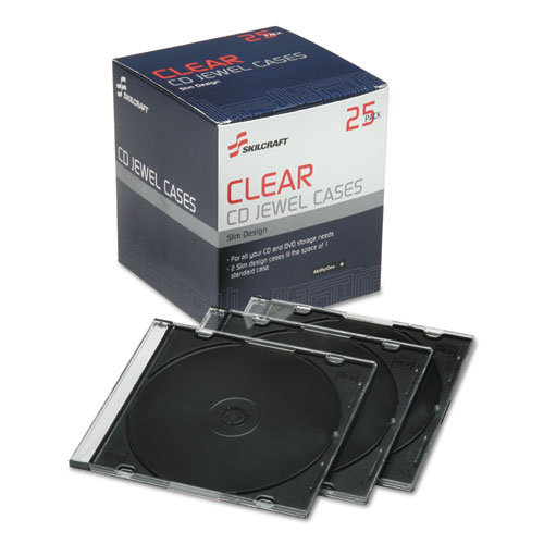 7045015026513, SKILCRAFT Slim CD Case, Clear, 25/Pack