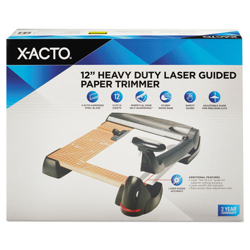 Image of X-Acto® 12-Sheet Laser Guillotine Trimmer, 2" Cut Length, Wood Base, 12 X 12
