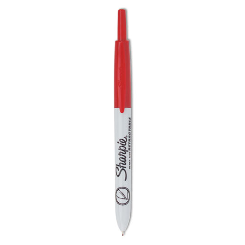 Retractable Permanent Marker, Extra-Fine Needle Tip, Red