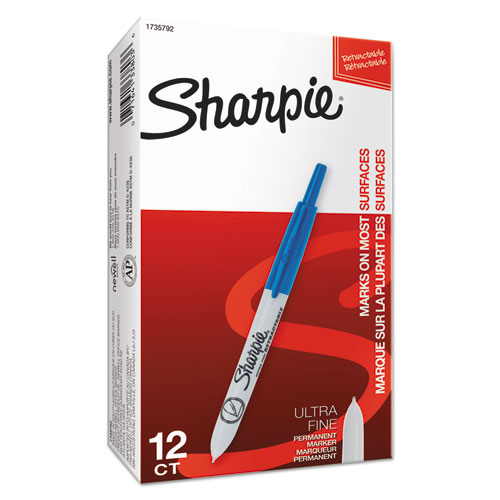 Image of Sharpie® Retractable Permanent Marker, Extra-Fine Needle Tip, Blue