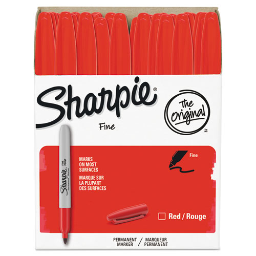 Image of Fine Tip Permanent Marker Value Pack, Fine Bullet Tip, Red, 36/Pack