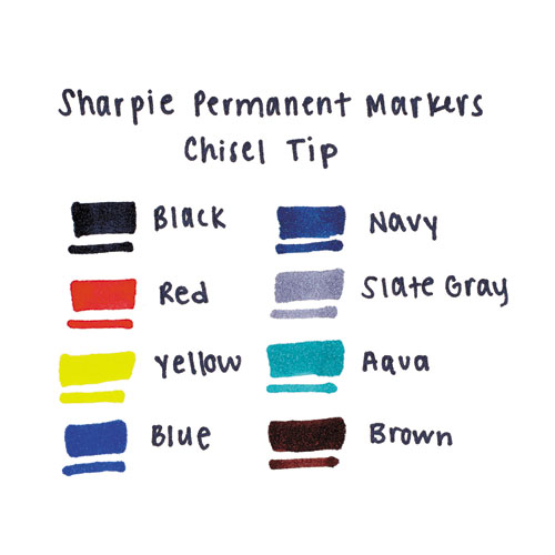 Chisel Tip Permanent Marker, Medium Chisel Tip, Assorted Fashion Colors, 8/Pack