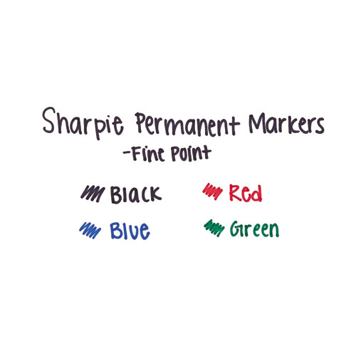 Image of Fine Tip Permanent Marker, Fine Bullet Tip, Assorted Colors, 4/Set