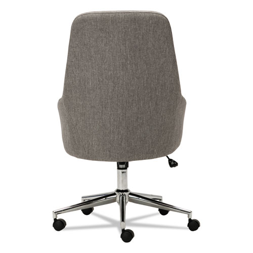 Image of Alera Captain Series High-Back Chair, Supports Up to 275 lb, 17.1" to 20.1" Seat Height, Gray Tweed Seat/Back, Chrome Base