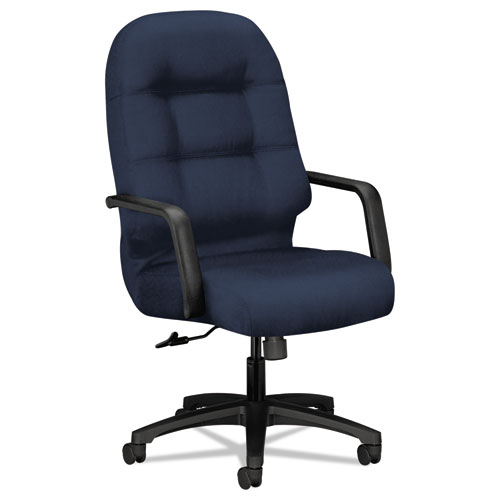 Pillow-Soft 2090 Series Executive High-Back Swivel/Tilt Chair, Supports Up to 300 lb, Navy Seat/Back, Black Base