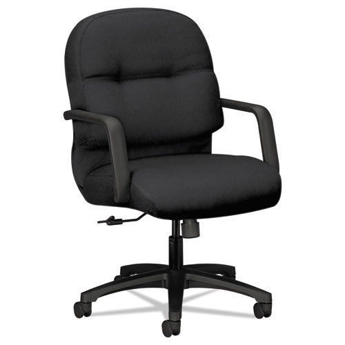 PILLOW-SOFT 2090 SERIES MANAGERIAL MID-BACK SWIVEL/TILT CHAIR, SUPPORTS UP TO 300 LBS., BLACK SEAT/BLACK BACK, BLACK BASE
