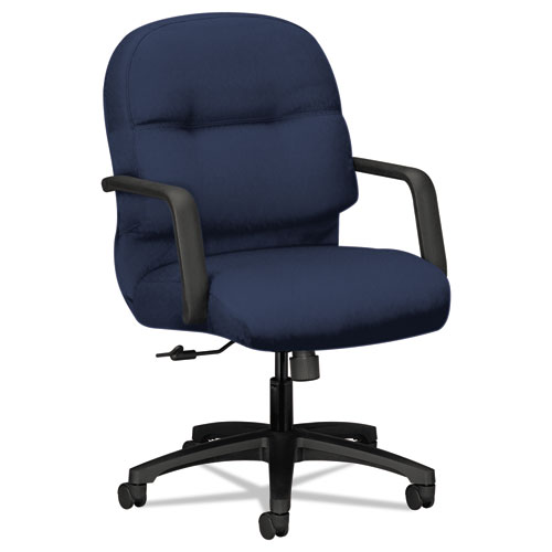 Pillow-Soft 2090 Series Managerial Mid-Back Swivel/Tilt Chair, Supports Up to 300 lb, Navy Seat/Back, Black Base