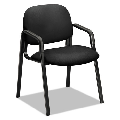 HON® Solutions Seating 4000 Series Leg Base Guest Chair, Fabric Upholstery, 23.5" x 24.5" x 32", Black Seat/Back, Black Base