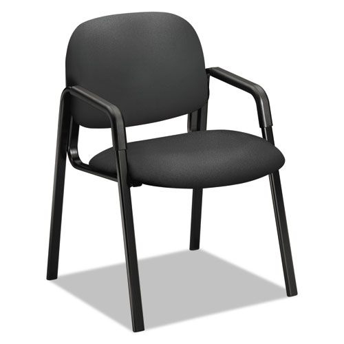 Solutions Seating 4000 Series Leg Base Guest Chair, Fabric Upholstery, 23.5" x 24.5" x 32", Iron Ore Seat/Back, Black Base