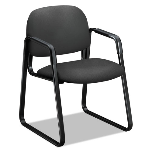 Solutions Seating 4000 Series Sled Base Guest Chair, Fabric Upholstery, 23.5" x 26" x 33", Iron Ore Seat/Back, Black Base