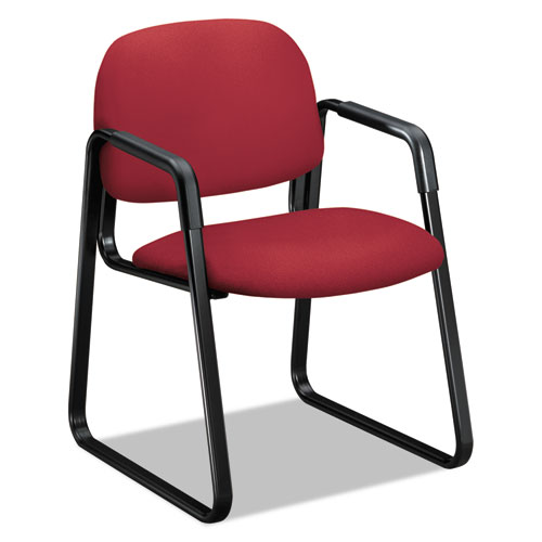 SOLUTIONS SEATING 4000 SERIES SLED BASE GUEST CHAIR, 23.5" X 26" X 33", MARSALA SEAT, MARSALA BACK, BLACK BASE
