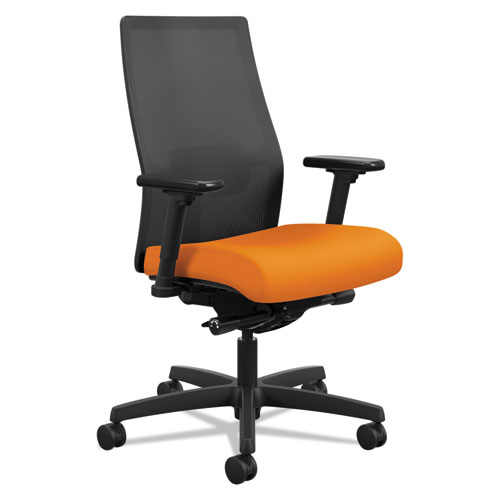 Ignition 2.0 4-Way Stretch Mid-Back Mesh Task Chair, Supports 300 lb, 17" to 21" Seat Height, Apricot Seat, Black Back/Base