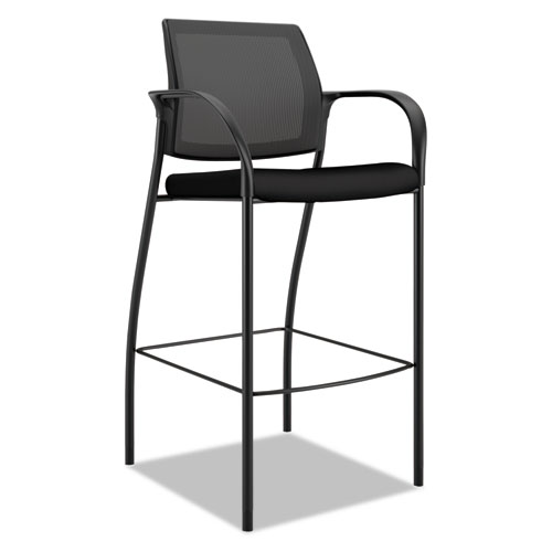 Hon® Ignition 2.0 Ilira-Stretch Mesh Back Cafe Height Stool, Supports Up To 300 Lb, 31" High Seat, Black Seat/Back, Black Base