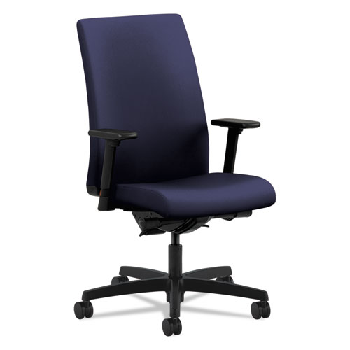 Ignition Series Mid-Back Work Chair, Supports Up to 300 lb, 17" to 22" Seat Height, Navy Seat/Back, Black Base