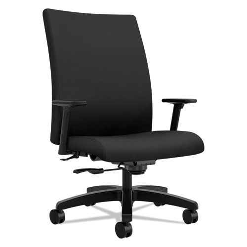 IGNITION SERIES BIG AND TALL MID-BACK WORK CHAIR, SUPPORTS UP TO 450 LBS., BLACK SEAT/BLACK BACK, BLACK BASE