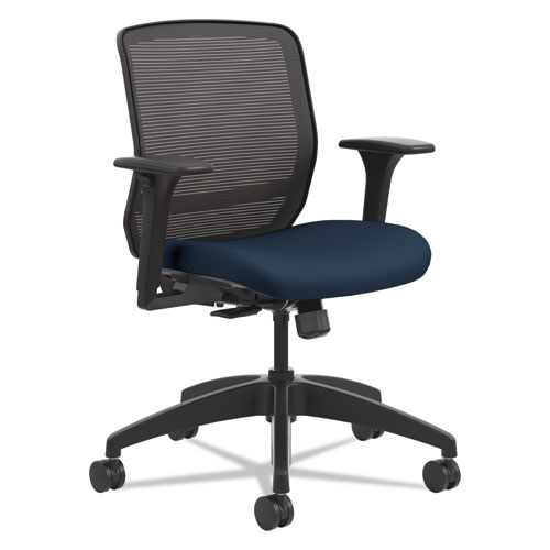 QUOTIENT SERIES MESH MID-BACK TASK CHAIR, SUPPORTS UP TO 300 LBS., NAVY SEAT/BLACK BACK, BLACK BASE