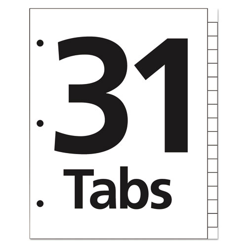 Image of Office Essentials™ Table 'N Tabs Dividers, 31-Tab, 1 To 31, 11 X 8.5, White, White Tabs, 1 Set