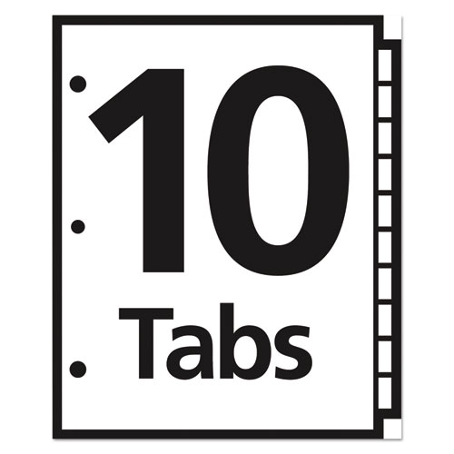 Table 'n Tabs Dividers, 10-Tab, 1 to 10, 11 x 8.5, White, White Tabs, 1 Set