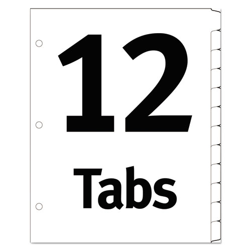 Table 'n Tabs Dividers, 12-Tab, Jan. to Dec., 11 x 8.5, White, White Tabs, 1 Set
