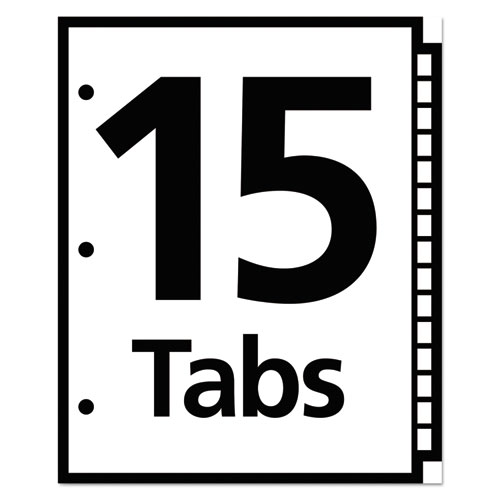 Table 'n Tabs Dividers, 15-Tab, 1 to 15, 11 x 8.5, White, White Tabs, 1 Set