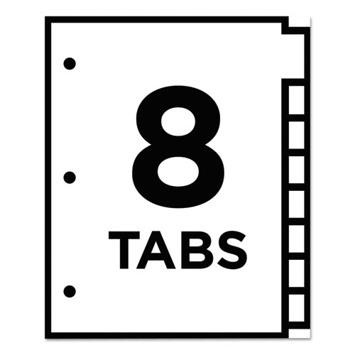 Image of Office Essentials™ Table 'N Tabs Dividers, 8-Tab, 1 To 8, 11 X 8.5, White, White Tabs, 1 Set