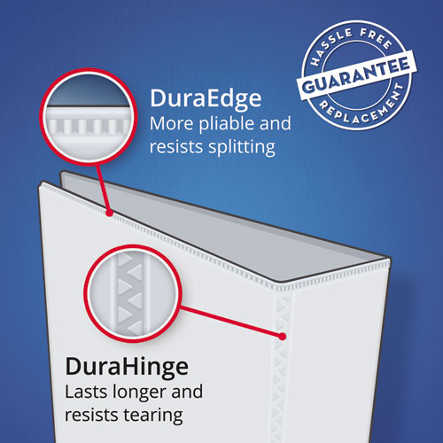 Durable View Binder with DuraHinge and Slant Rings, 3 Rings, 1.5" Capacity, 11 x 8.5, White, 4/Pack