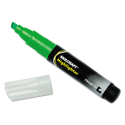 7520011660682 SKILCRAFT Large Fluorescent Highlighter, Chisel Tip, Fluorescent Green, Dozen