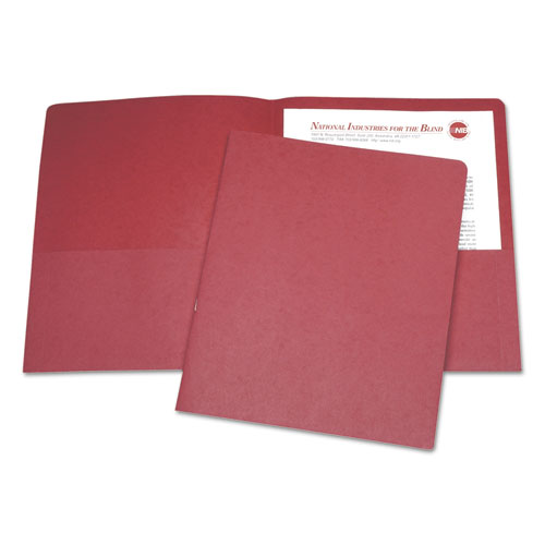 7510015122415 SKILCRAFT Double Pocket Portfolio, Letter Size, Red, 25/Box