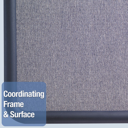 Image of Quartet® Contour Fabric Bulletin Board, 48 X 36, Light Blue Surface, Navy Blue Plastic Frame