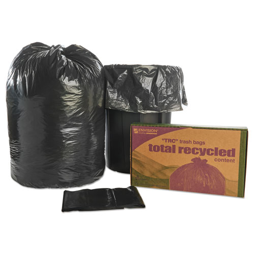 8105013862399, SKILCRAFT Recycled Content Trash Can Liners, 60 gal, 1.5 mil, 38" x 60", Black/Brown, 100/Carton