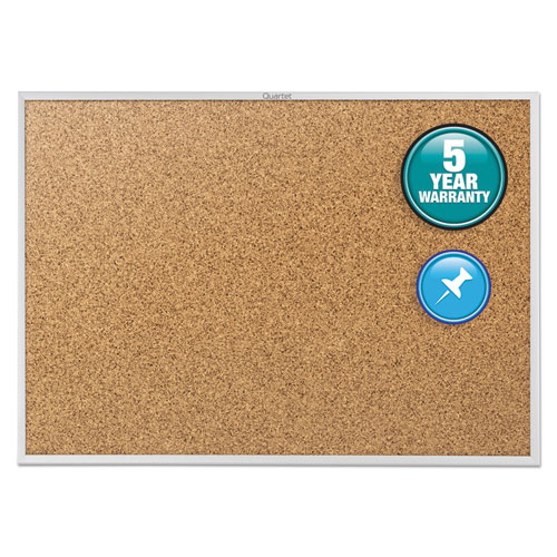 Classic Series Cork Bulletin Board, 60 x 36, Natural Surface, Silver Anodized Aluminum Frame