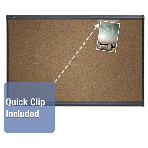 Image of Quartet® Prestige Colored Cork Bulletin Board, 36 X 24, Brown Surface, Graphite Gray Fiberboard/Plastic Frame