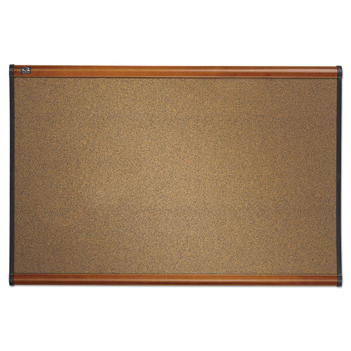 Image of Prestige Colored Cork Bulletin Board, 48 x 36, Brown Surface, Light Cherry Fiberboard/Plastic Frame