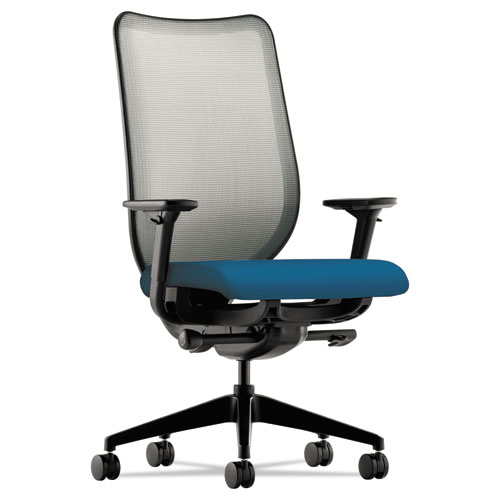 Nucleus Series Work Chair, ilira-Stretch M4 Back, Supports 300 lb, 17" to 22" Seat, Peacock Seat/Back, Black Base