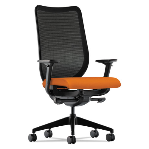 Nucleus Series Work Chair, ilira-Stretch M4 Back, Supports 300 lb, 17" to 22" Seat, Apricot Seat/Back, Black Base