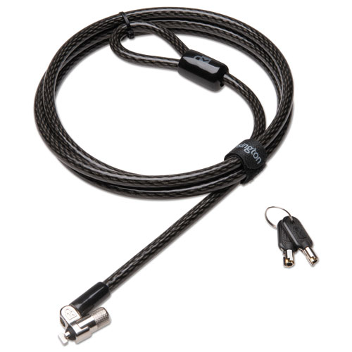 Kensington® MicroSaver 2.0 Keyed Ultra Laptop Lock, 6ft Steel Cable, Black, Two Keys