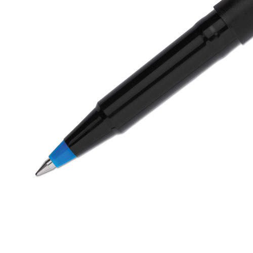 Stick Roller Ball Pen, Micro 0.5mm, Blue Ink, Black Barrel, 72/Pack