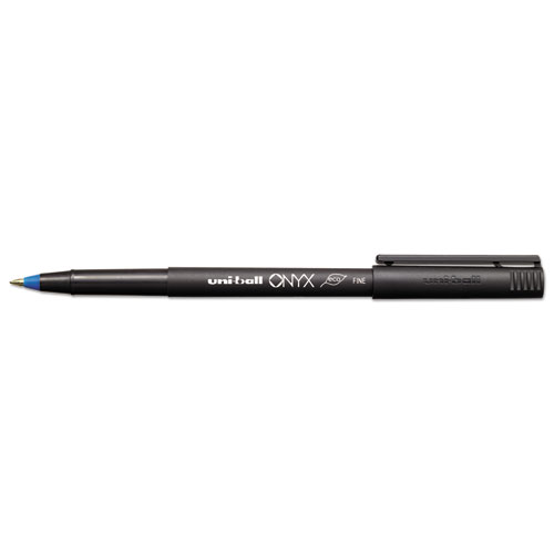 ONYX Stick Roller Ball Pen, Fine 0.7mm, Blue Ink, Black Matte Barrel, 72/Pack